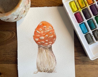 Aquarell Pilz / Pilz / selbst gemacht / Malerei / Licht / botanische Kunst / Geschenk / Minimalismus