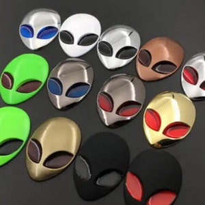 Alien UFO 3D Metal Badge - High-Quality Emblem Sticker Decal for Car Tuning & Decoration, Unique Logo Design