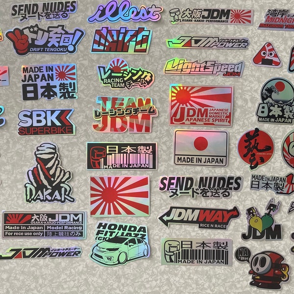 JDM Sticker Bundle Reflective and Normal Japanese Car Stickers, Fun Decals for Car Enthusiasts & Tuners