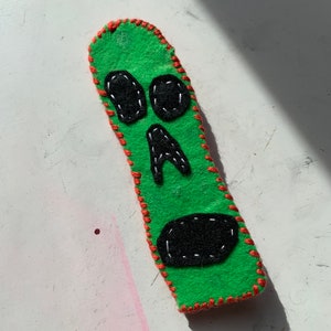 Handmade Felt and Foam skull sewn pin badge [crust punk tattoo DIY]
