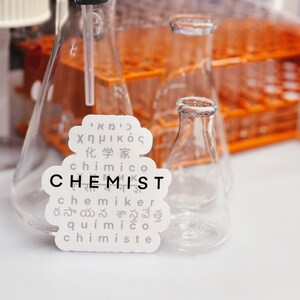Chemist - Multilanguage Vinyl Laminated Sticker (Waterproof!)