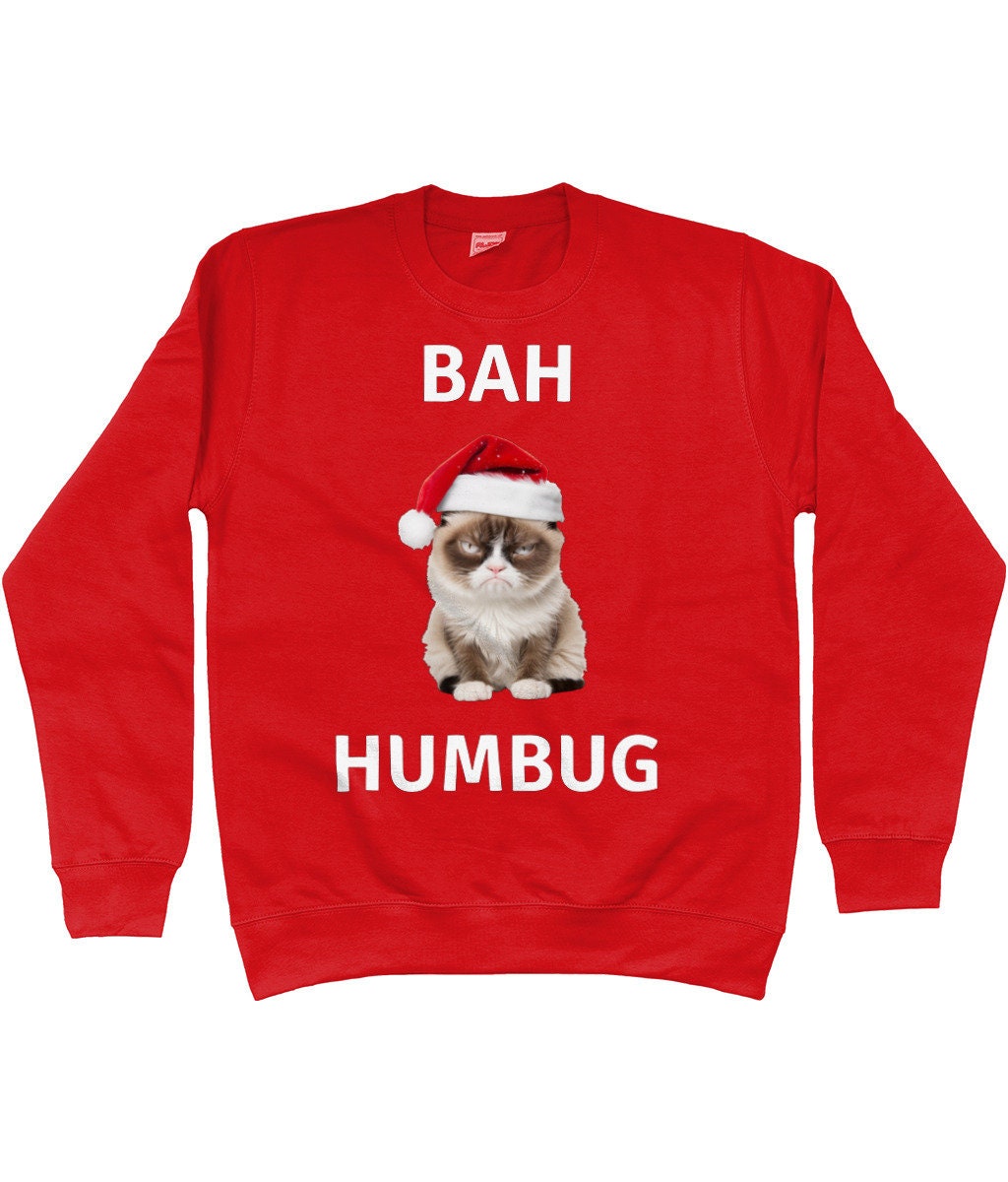 BAH HUMBUG Grumpy Cat Cats Xmas Sweater Jumper Funny Gift Present Etsy UK