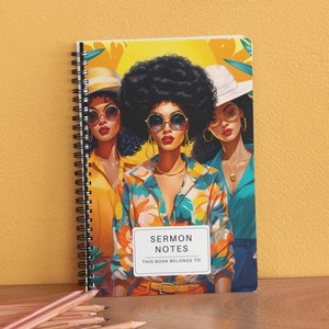 Sermon Notes Aesthetic Stationary Gift for Her Under 20, Bible Study Devotional Prayer Christian Black Woman Journal, Black owned shops
