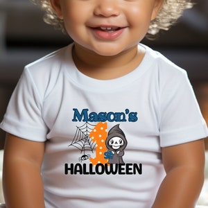 Personalized first Halloween bodysuit Custom baby first Halloween boy outfit baby 1st Halloween baby boy infant Halloween fall bodysuit