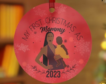 First time mom ornament My first Christmas New mom first Christmas Mommy and me new parents mama baby new baby boy ornament Christian merch