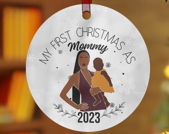 First time mom ornament My first Christmas New mom first Christmas Mommy and me new parents mama baby new baby boy ornament Christian merch
