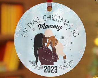 First time mom ornament My first Christmas New mom first Christmas Mommy and me new parents mama baby new baby boy ornament Christian merch