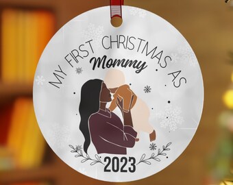 First time mom ornament My first Christmas New mom first Christmas Mommy and me new parents mama baby new baby boy ornament Christian merch