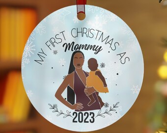 First time mom ornament My first Christmas New mom first Christmas Mommy and me new parents mama baby new baby boy ornament Christian merch