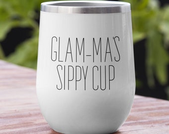 Grammy gifts for Grammy Insulated wine tumbler cup Stainless steel wine mug Promoted to grandma Stemless wine glass Gift for glamma to be