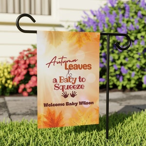 Banner de bienvenida de otoño para bebé, decoración para baby shower, bandera de jardín personalizada, decoración de jardín, letrero de bienvenida para bebé nuevo personalizado con nombre, decoración de porche