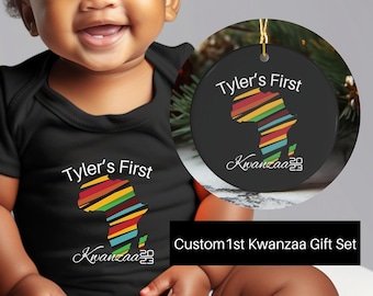 Ensemble cadeau personnalisé Body First Kwanzaa et ornements, cadeau personnalisé pour famille afro-américaine pour nouveau bébé, excellence noire, boutiques appartenant à des Noirs
