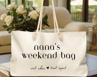 Gift for Nana Weekender bag women, Promoted to grandma, Grammy gifts, Overnight bag, Oversized tote bag, Grandma present, New grandma gift