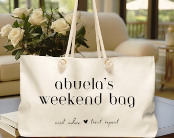 Gift for Abuela Weekender bag women, Promoted to grandma, Grammy gifts, Overnight bag, Oversized tote bag, Grandma present, New grandma gift