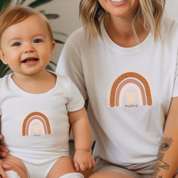 Rainbow Mommy and me valentines shirts, Mama mini shirt, Postpartum First time mom gift, Presents for mom and baby girl boy matching outfits
