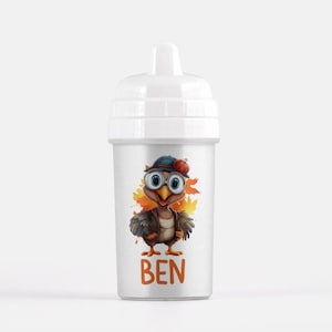 Personalized Kid Thanksgiving Sippy Cup Custom Fall baby shower  Turkey day New Baby Boy Girl gift Gobble Toddler Friendsgiving Tumbler Cup