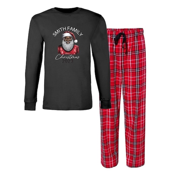 Santa Claus Black And White Matching Pajamas Men's Personalized