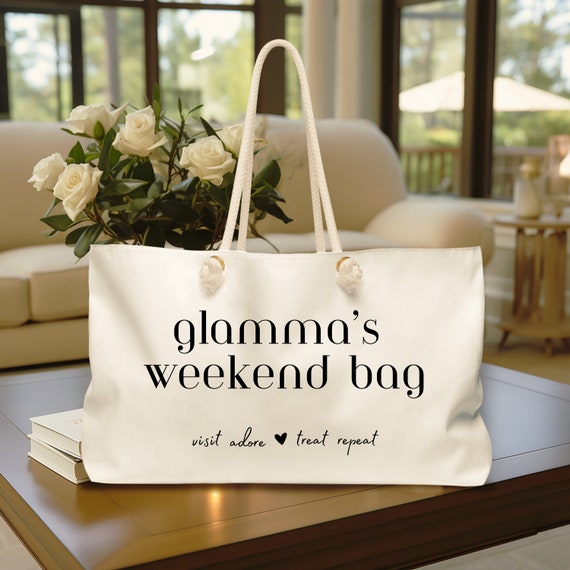 Weekender bag women Gift for Glamma, Promoted to grandma, Grammy gifts, Overnight bag, Oversized tote bag, Grandma present, New grandma gift