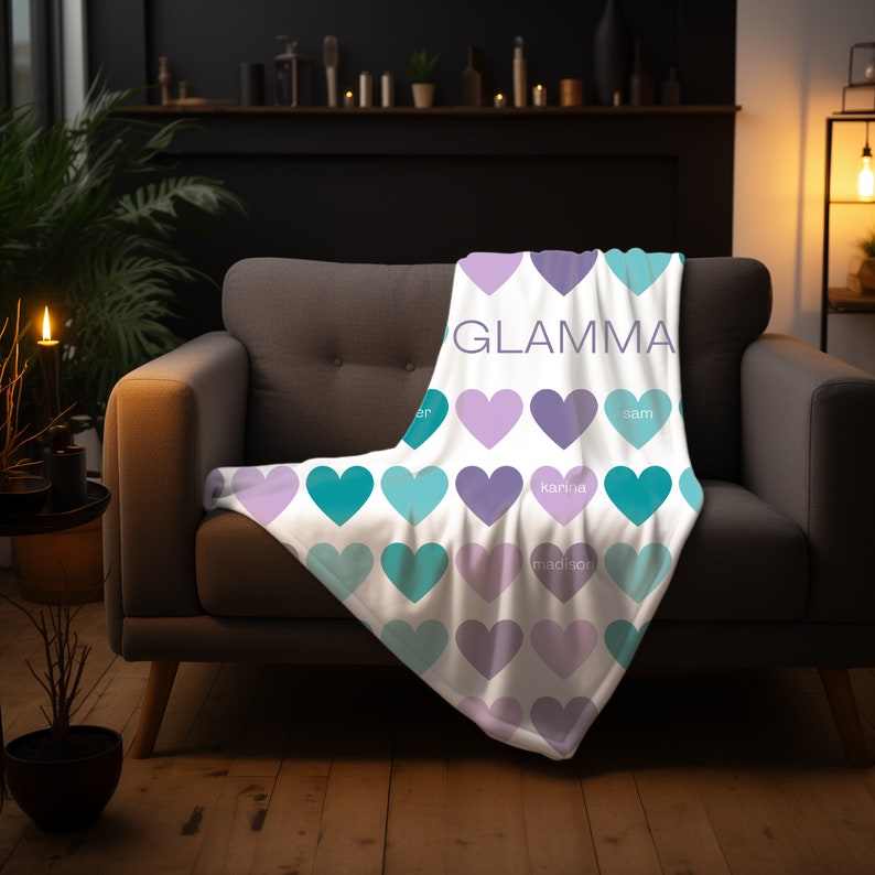 Customizable Glamma Blanket With Grandkids Names, Promoted to Grandma