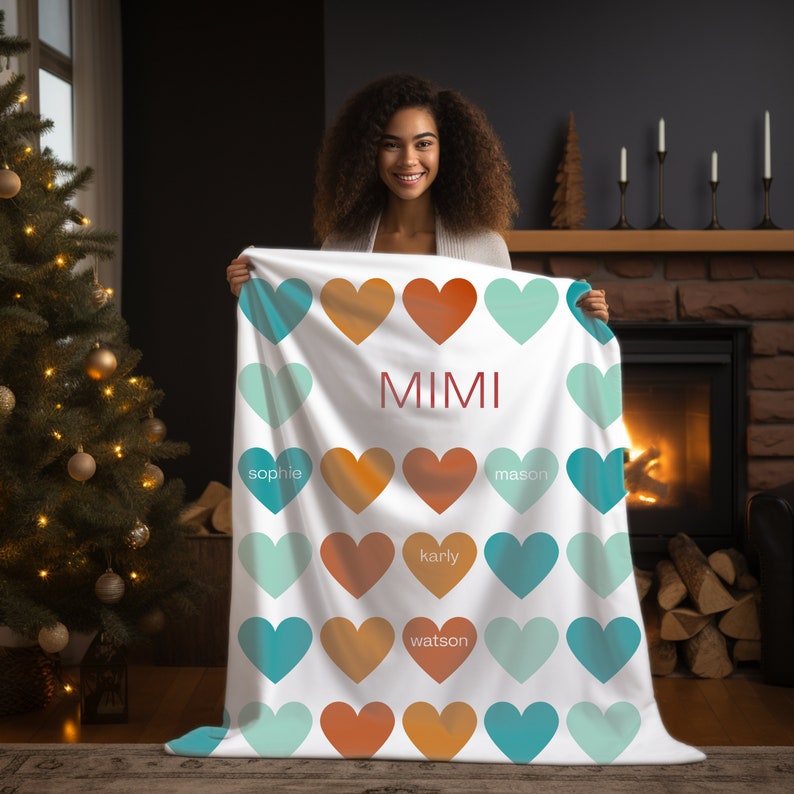 Customizable Mimi Blanket With Grandkids Names, Promoted to Grandma