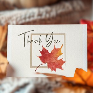 Autumn Maple Leaf Notecard Thank You Card With Fall Watercolor Art ...