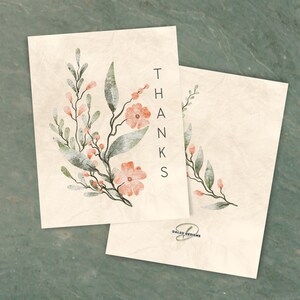 Carte de voeux fleur de corail, papeterie de mariage personnalisée, message de validation, message de remerciement, design floral élégant inspiré du jardin, remerciement de mariage