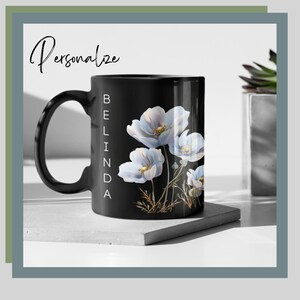 Personalized Coffee Mug Custom Name Gift for Her Floral Mug Birthday Gift Teacher Gift Trendy Flower Tea Cup Dishwasher Safe Mother