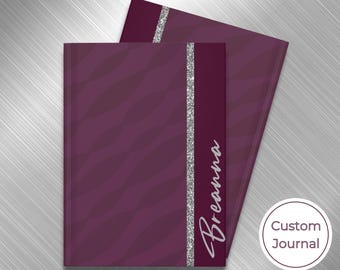 Personalized Purple Journal Custom Glitter Notebook Gift Writer Bullet Journal Diary Self Care Birthday Graduation Mindfulness Stationery