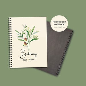 Personalized Olive Branch Spiral Notebook: Minimalist Design Botanical Watercolor