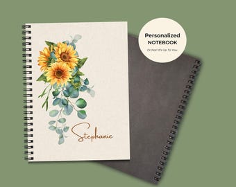 Personalized Sunflower Notebook: Floral Spiral Journal, Ruled Paper