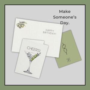 Carte d'anniversaire cocktail, voeux martini, invitation de fête personnalisable