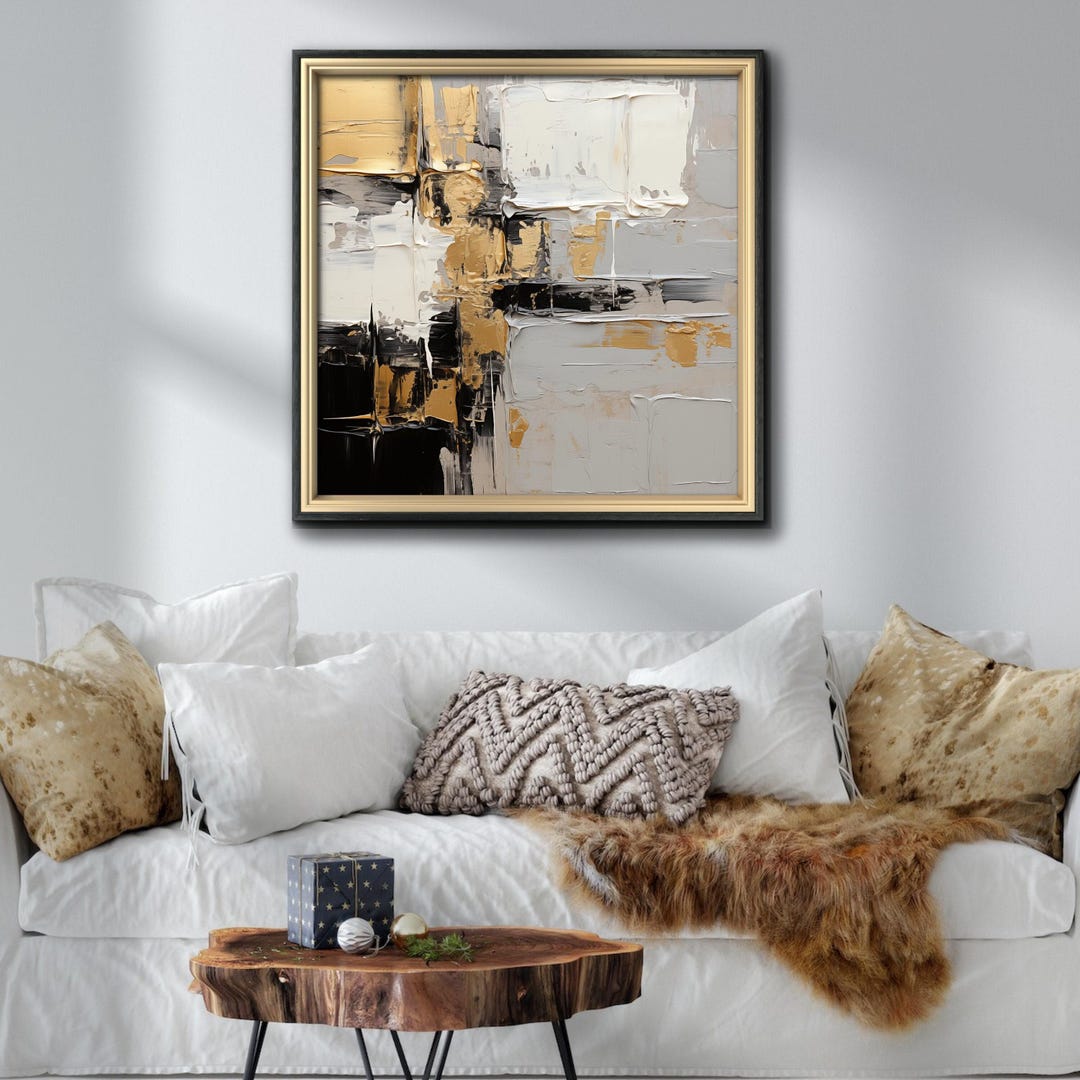 Black and Gold Abstract Canvas Print: Modern Wall Art (no Frame) - Etsy