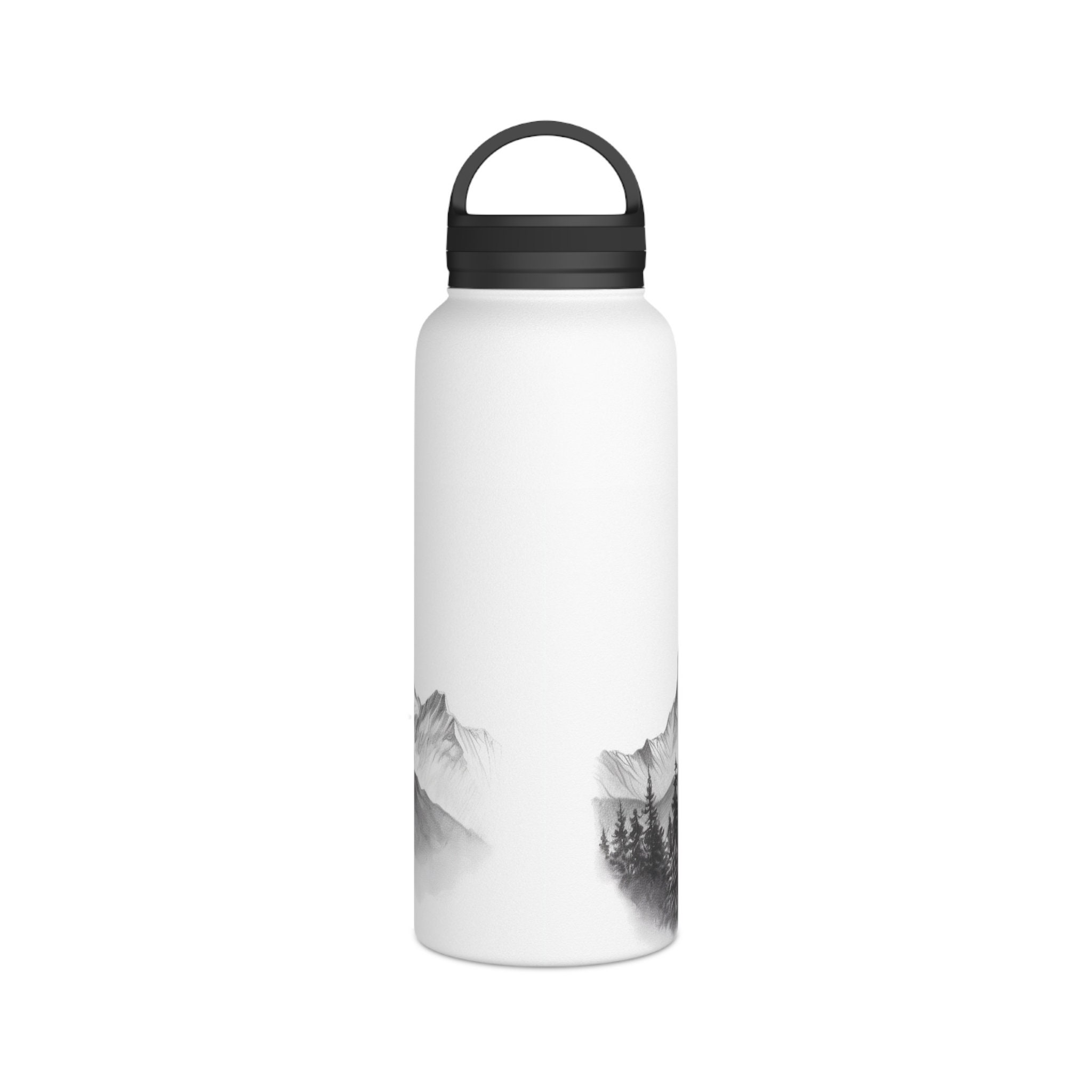 Stainless Steel Water Bottle Handle Lid Mountain 12oz Etsy