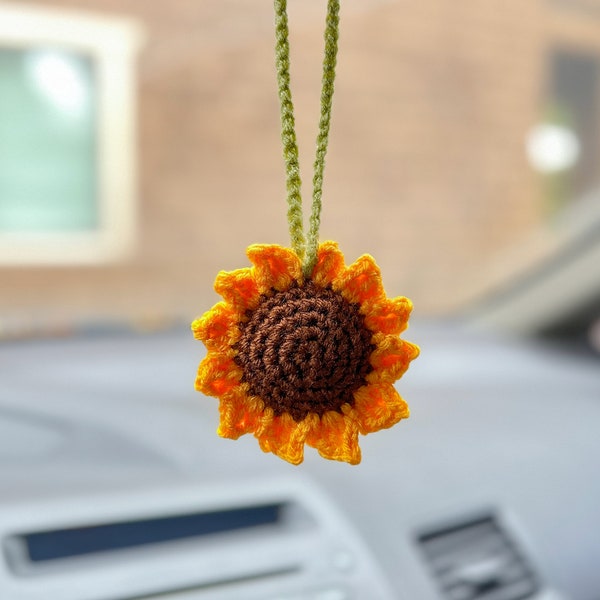 Charm miroir tournesol fait main au crochet