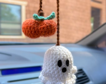 Crochet Ghost Pumpkin Rear View Mirror Decor Accessory, Crochet Halloween, Crochet  Car Accessories, Autumn Decorations 