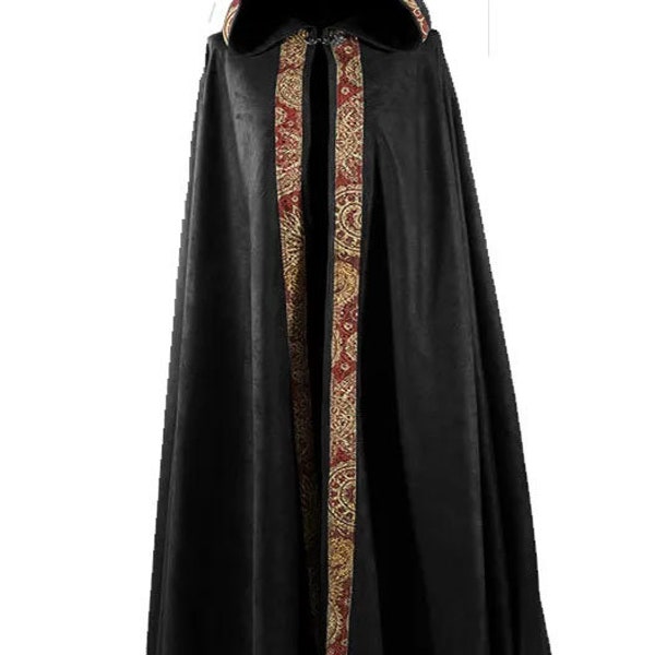 Renaissance Fair Viking Hooded Cloak, Medieval Viking Wizard cloak, Mens Black Cloak with Hood, Renaissance Gothic Ren Faire Pirate Costume