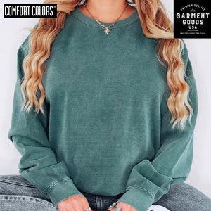 Puede incluir: Una sudadera de manga larga de color verde azulado con cuello redondo. La sudadera est&aacute; hecha de una tela suave y c&oacute;moda y tiene un corte holgado.
