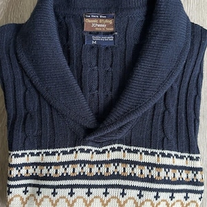 Vintage 1980s JC Penney Cable Knit Sweater Mens Size M