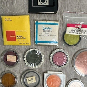 Vintage Lot Camera Lens Filters Tiffen B&W Kenko Kodak Spiratone + Kodak Guide