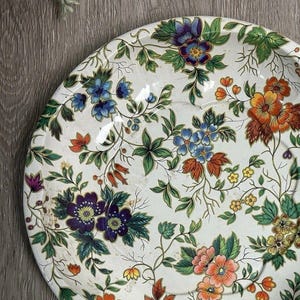 Vintage 1971 Daher Decorated Ware Floral Metal Tin Bowl Made in England 10