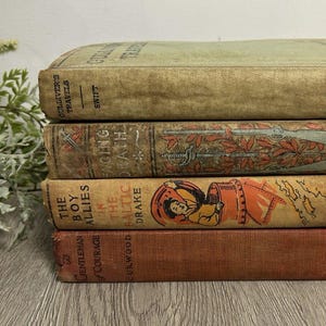 Lot of 4 Vintage Antique Hardcover Books Random Mixed Colors Staging Decor