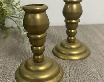 Set Of 2 Vintage Solid Brass Candle Holders Candlesticks For Taper Candles 4