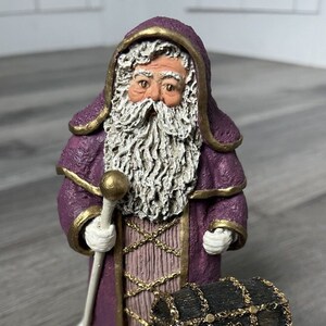 Christmas Bishop Santa Figurine Statue Signed June McKenna 1991 Limited Edition #180/7500 Christmas Holiday Decor Santa with Treasure Chest