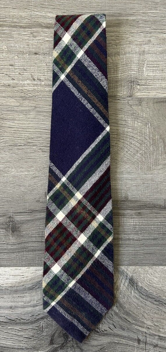 Vintage Structure Cotton Flannel Plaid Necktie Tie