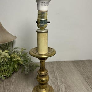 Vintage MCM Brass Table Lamp 14 Tall No Shade - WORKS!