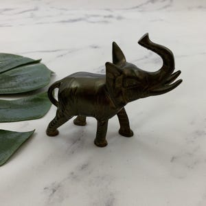 Vintage Brass Elephant Figurine Statue Paper Weight Home Decor Animal Metal