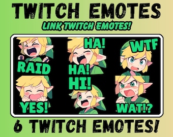 Set of 6 Link Twitch emotes, streamer emotes, twitch sub emotes, cool emotes, text emotes, anime emotes, cute emotes, gaming emotes