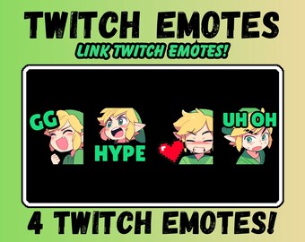 Set of 4 Link Twitch emotes, streamer emotes, twitch sub emotes, cool emotes, text emotes, anime emotes, cute emotes, gaming emotes