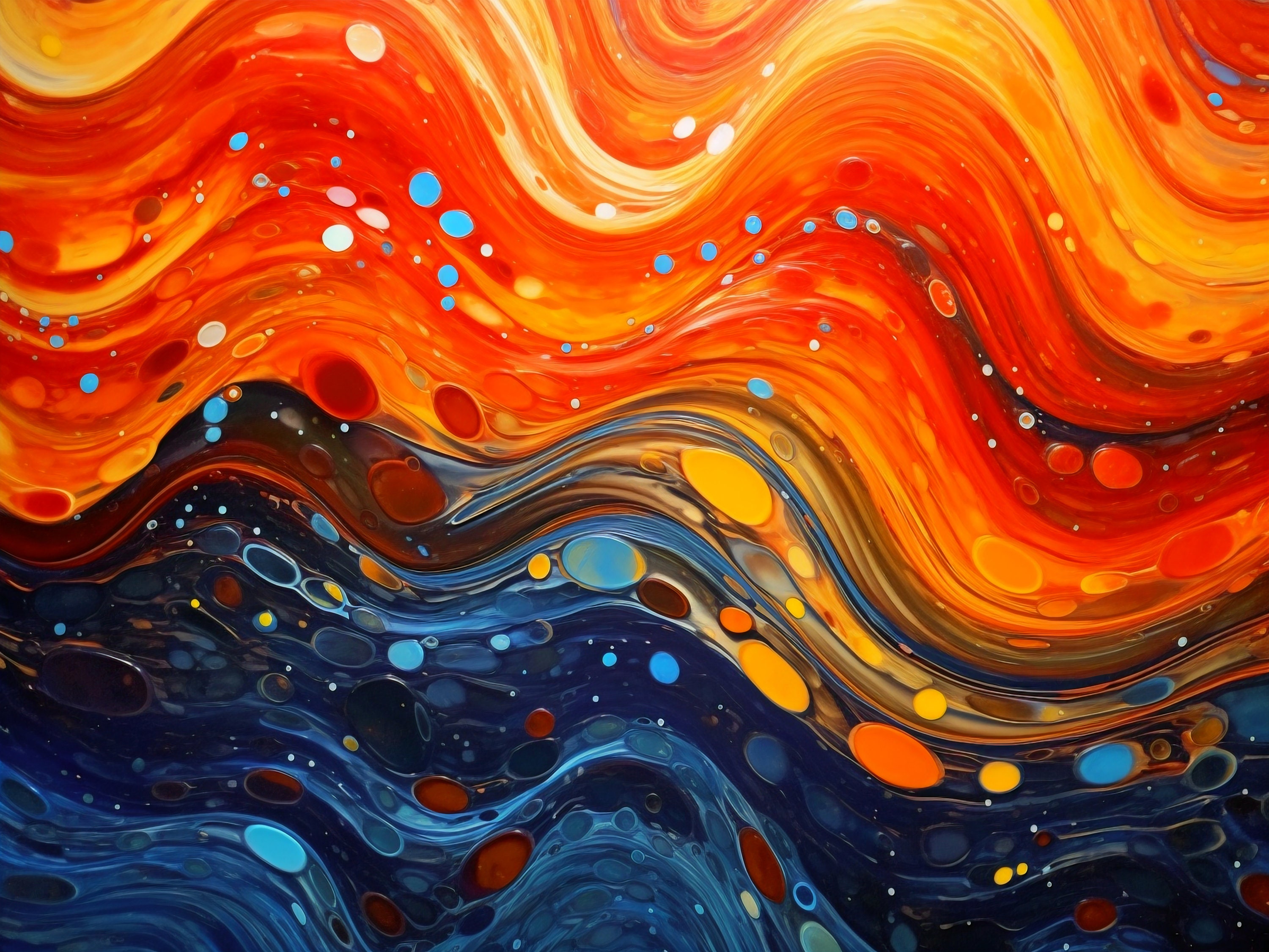 Abstract Painting of the Night Sky Colorful Waves, Fused Glass Art ...