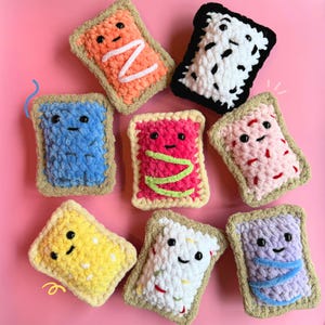 Mini Toaster Pastry Crochet Poptart Plushie | Strawberry, Wild Berry, Cherry, Blueberry, Watermelon, Cookies & Creme| plush play food